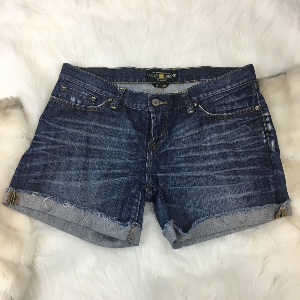 Lucky Brand Distressed Jean Shorts Dark Wash